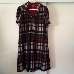 JH Collection Cowl Neck Short Sleeve Plaid Dress Size XL